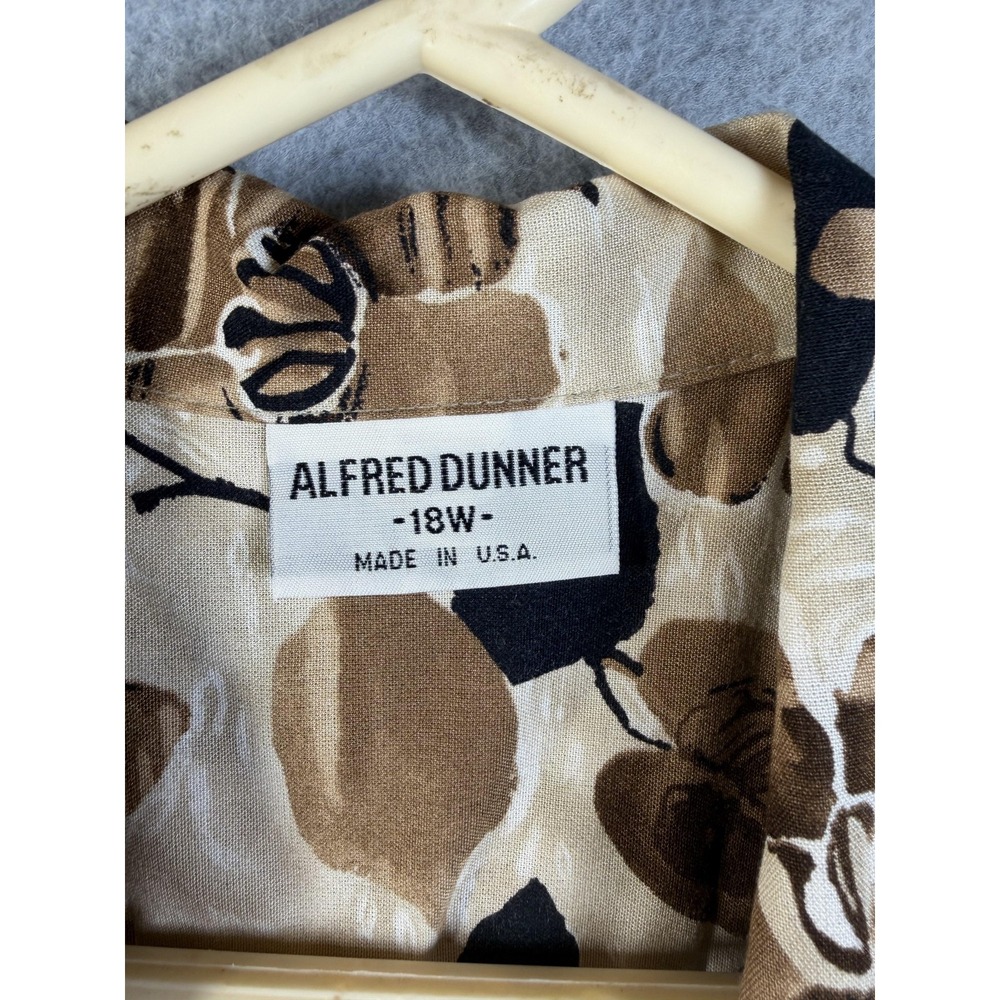 Alfred Dunner Shirt Womens 18W Beige Floral Button Up Short Sleeve Blouse Top - Picture 2 of 8